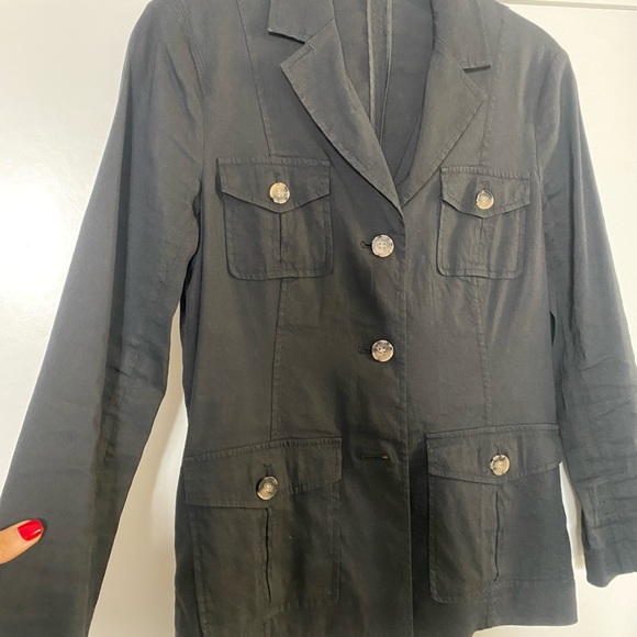 Theory Black Linen Blend Jacket Sz8 - Picture 9 of 9